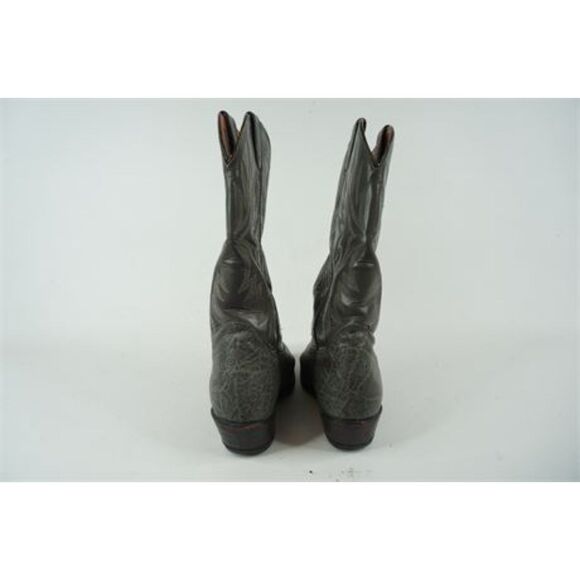 Double H Leather Cowboy Boots grey  cowgirl western sz. 7 embroidered pull on - Picture 3 of 14